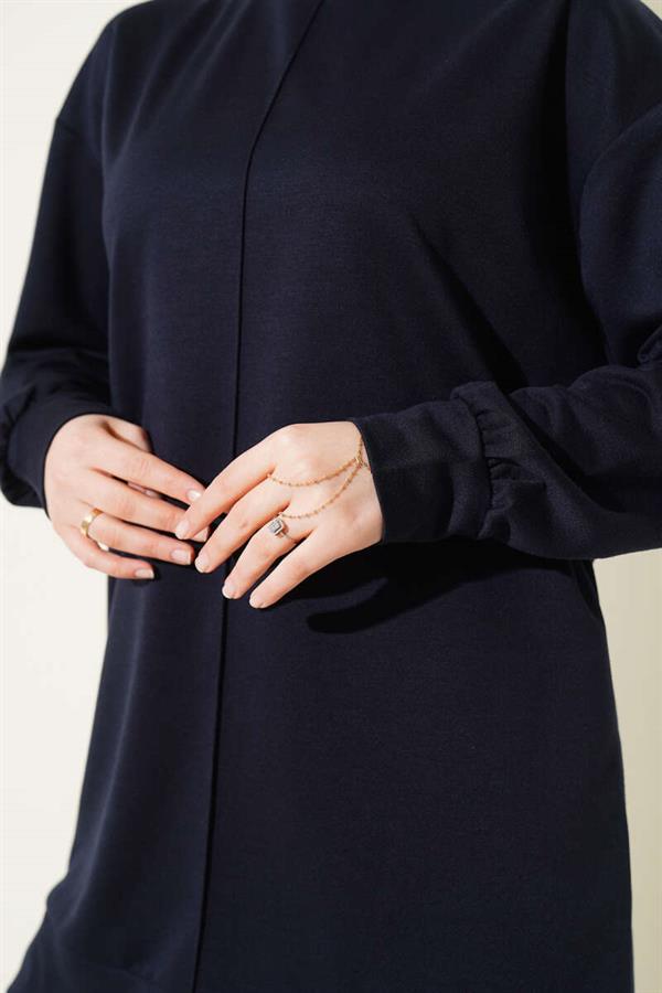 Basic 2 Piece Set with Front Zipper Navy Blue