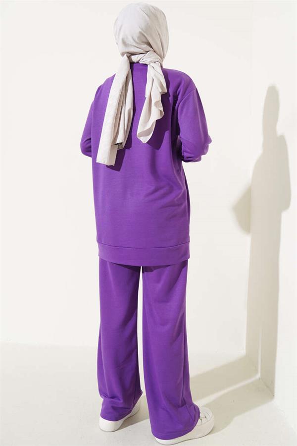 Basic  2 Piece Set Purple with Front Pocket