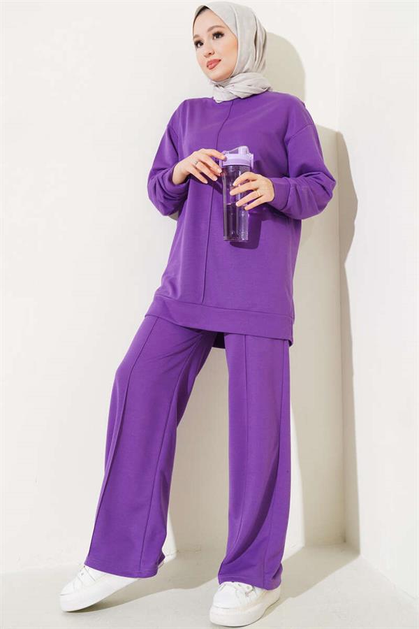 Basic  2 Piece Set Purple with Front Pocket