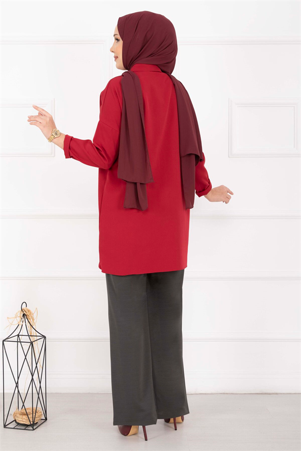Dark Gray Trousers with Front Pocket Detail