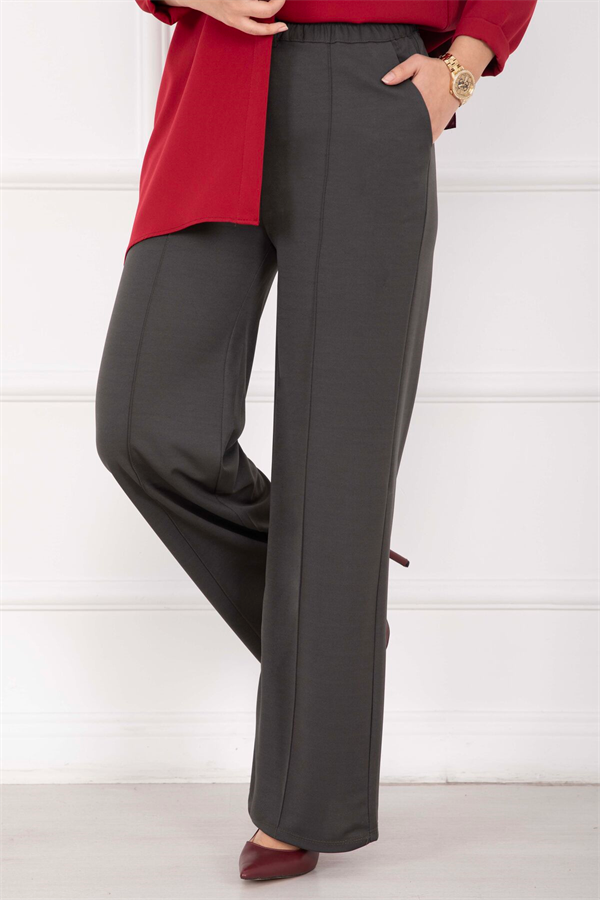 Dark Gray Trousers with Front Pocket Detail
