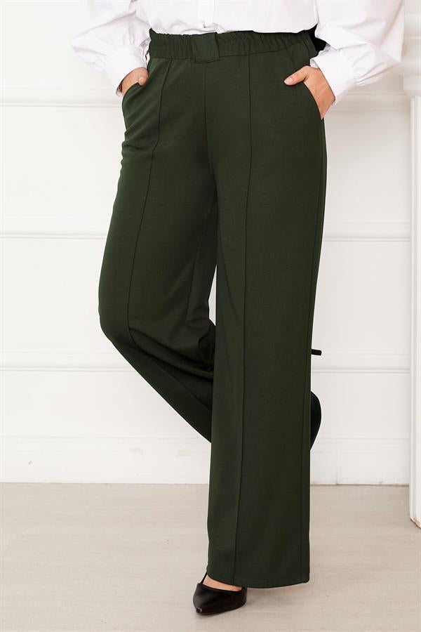 Khaki Trousers with Grass Front Pocket Detail