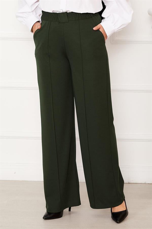 Khaki Trousers with Grass Front Pocket Detail