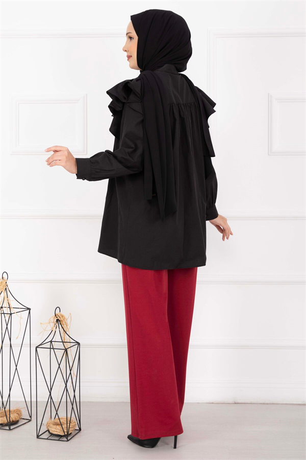 Burgundy Trousers with Front Pocket Detail