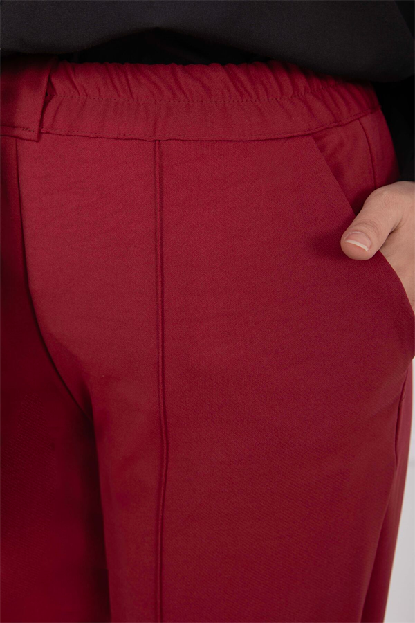 Burgundy Trousers with Front Pocket Detail