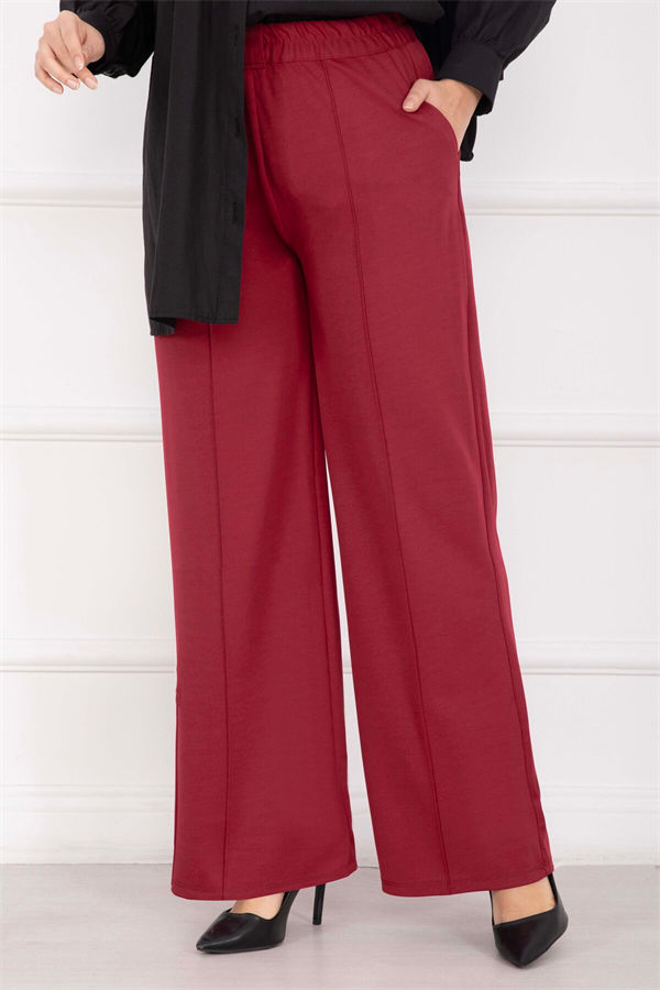 Burgundy Trousers with Front Pocket Detail