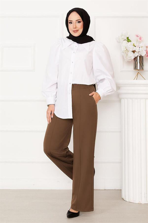 Tan Trousers with Grass Front Pocket Detail