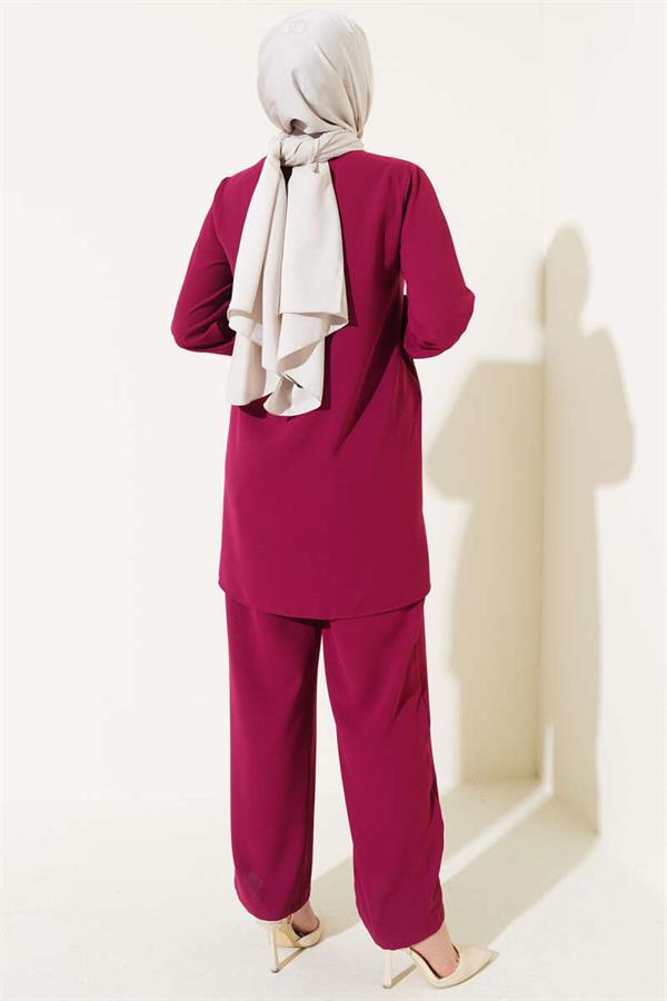 Striped Front 2 Piece Set Burgundy