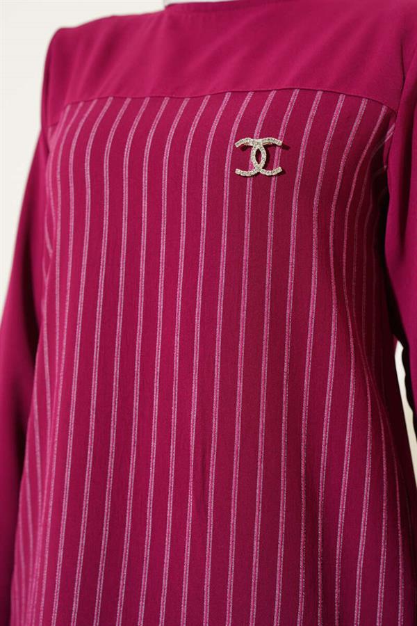 Striped Front 2 Piece Set Burgundy