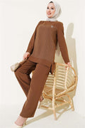 Striped Front 2 Piece Set Brown
