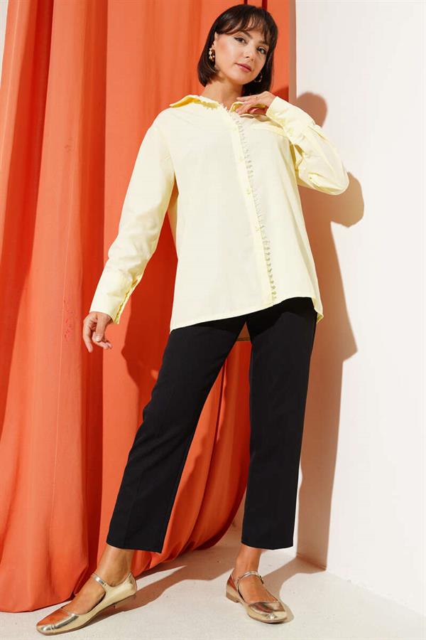 Front Lace Detail Shirt Yellow