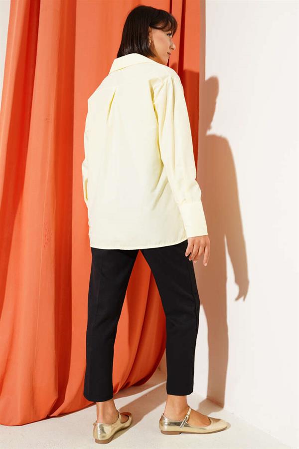 Front Lace Detail Shirt Yellow