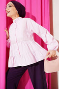 Pink Short Shirt with Lace Trim Front