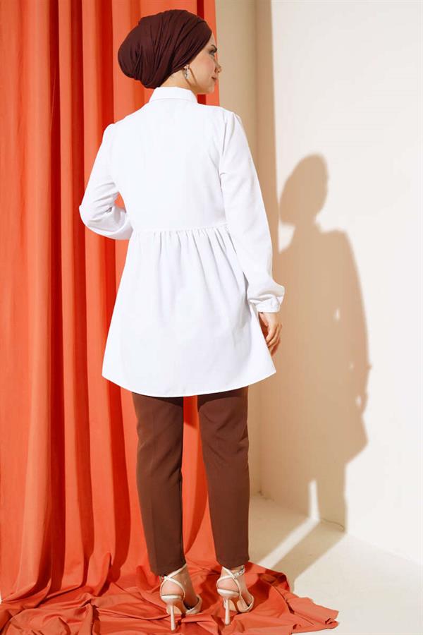 Lace Front Shirt White
