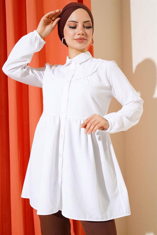 Lace Front Shirt White