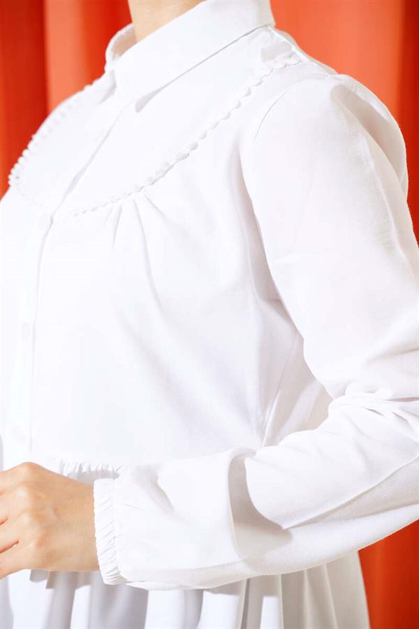 Lace Front Shirt White