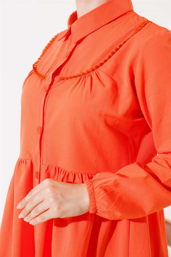 Lace Front Shirt Orange