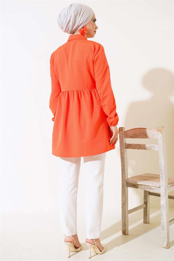 Lace Front Shirt Orange