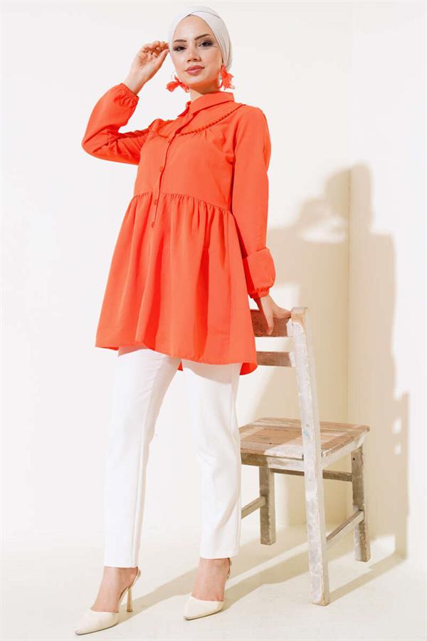 Lace Front Shirt Orange