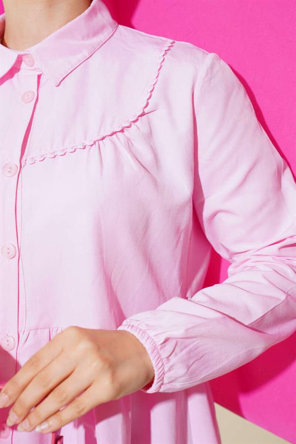 Lace Front Shirt Pink