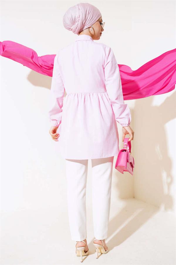 Lace Front Shirt Pink