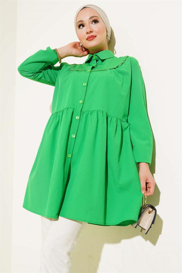 Lace Front Shirt Green