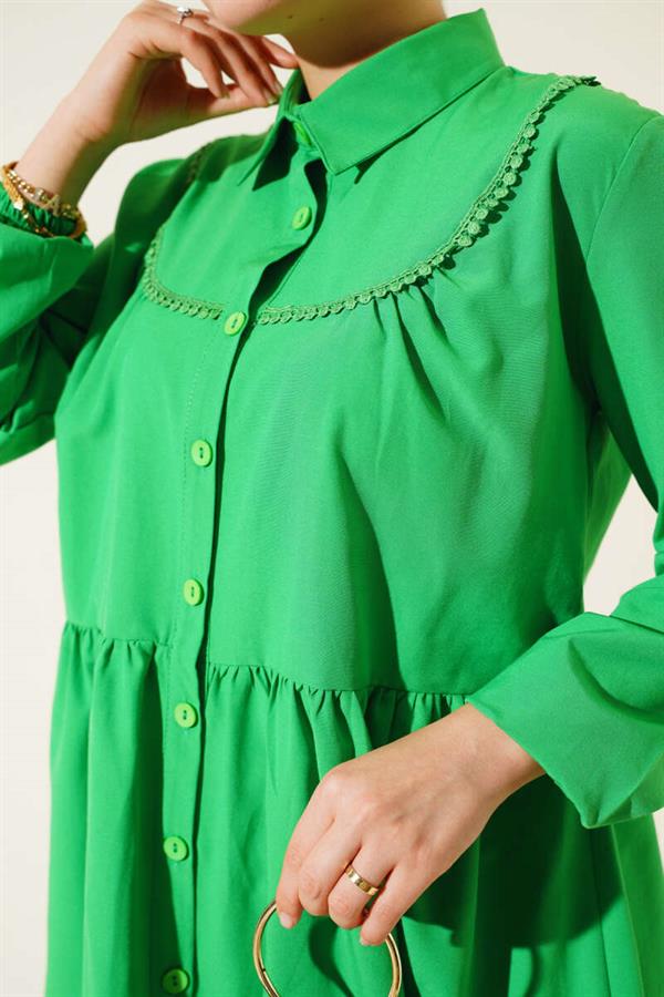 Lace Front Shirt Green