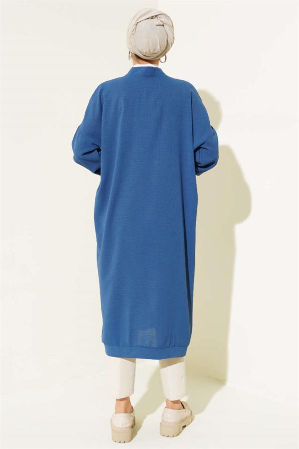Aerobin Indigo Long Cardigan with Buttons on the Front