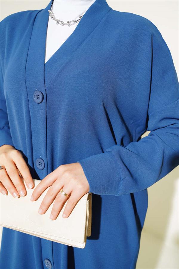 Aerobin Indigo Long Cardigan with Buttons on the Front