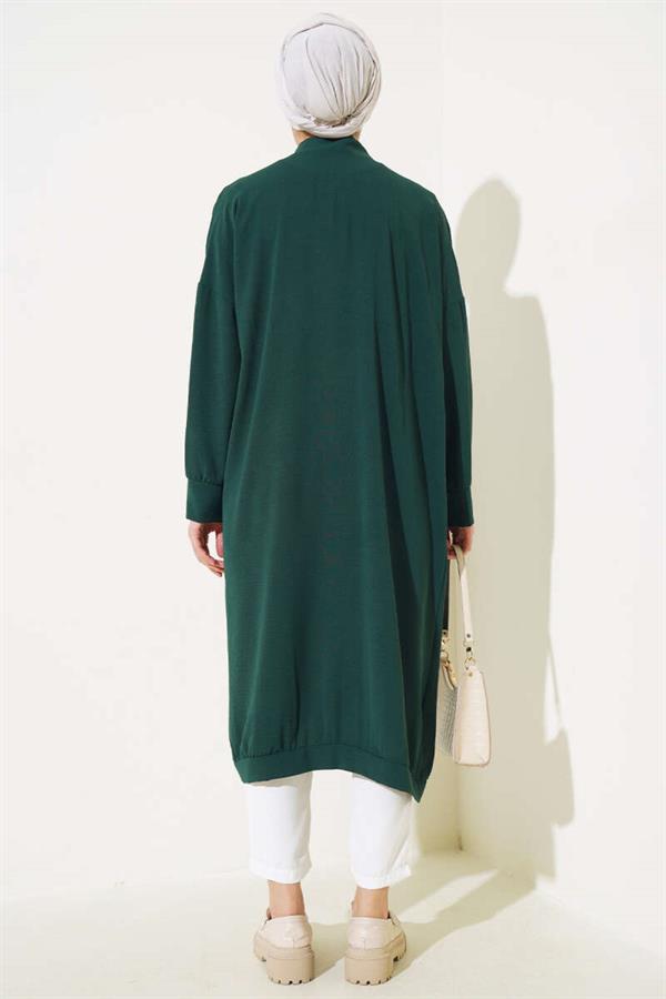 Aerobin Persian Green Long Cardigan with Buttons on the Front