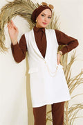 Button Front Vest Ecru