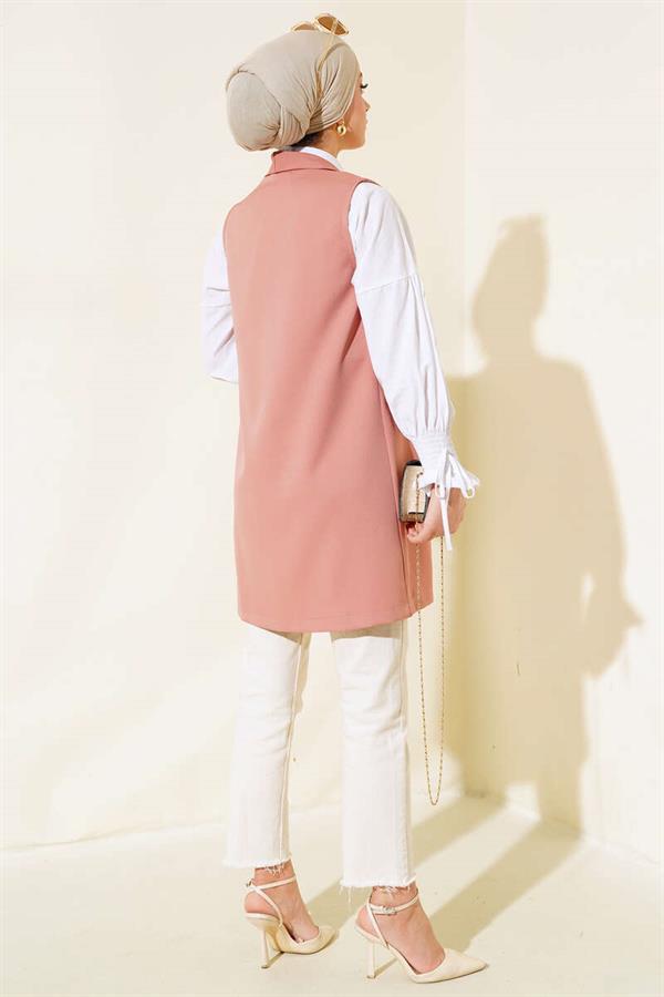 Vest with Buttons in Front Dusty Rose