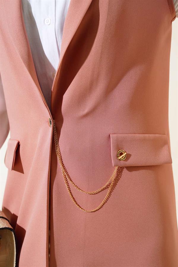 Vest with Buttons in Front Dusty Rose
