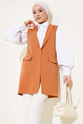 Button Front Vest Tan