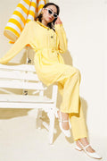 Zippered Front Belted 2 Piece Set Yellow