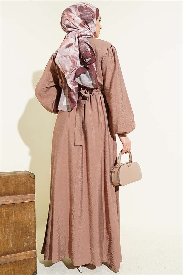 Mink Dress with Ruffled Front and Belt
