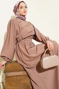 Mink Dress with Ruffled Front and Belt