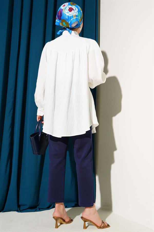 Tunic with Bow Front Ecru