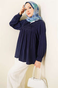 Front-trimmed Modal Tunic, Navy Blue