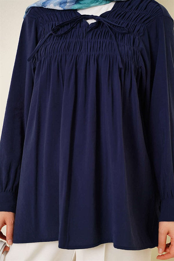 Front-trimmed Modal Tunic, Navy Blue