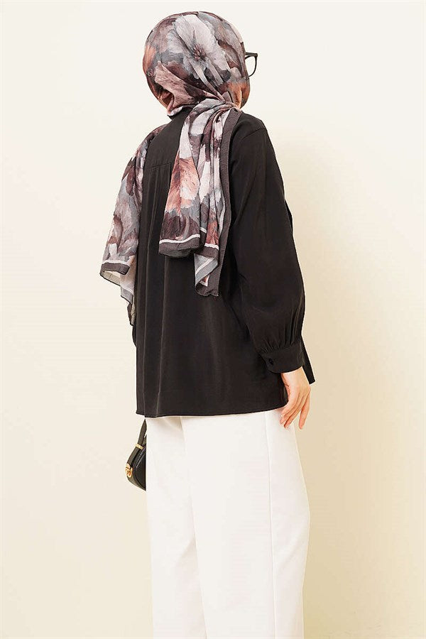 Front-Modal Tunic with Gipel Trim, Black