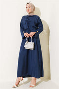 Lace-Up Front Vest 2 Piece Set Navy Blue