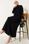 Lace-Up Front Vest 2 Piece Set Black