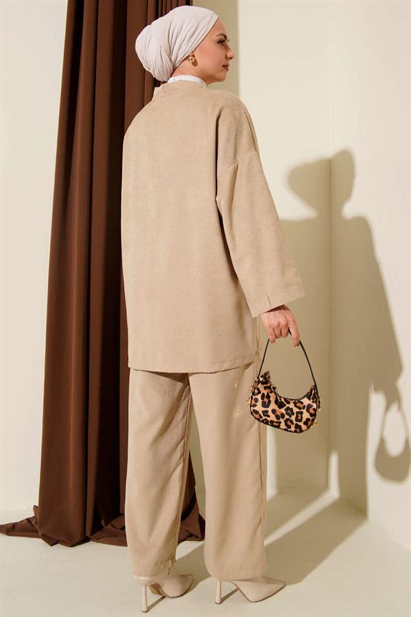 2 Piece Set with Front Tie Detail, Beige