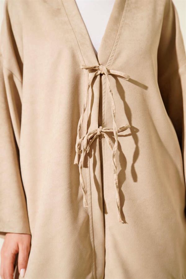 2 Piece Set with Front Tie Detail, Beige