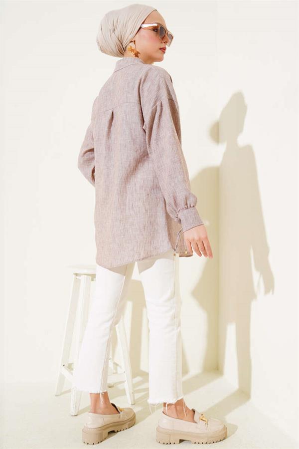 Front Rope Tie Shirt Mink