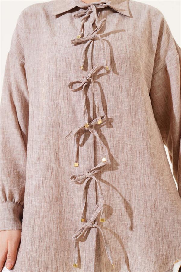 Front Rope Tie Shirt Mink