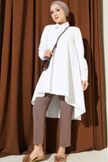 Short Front, Long Back Shirt, White