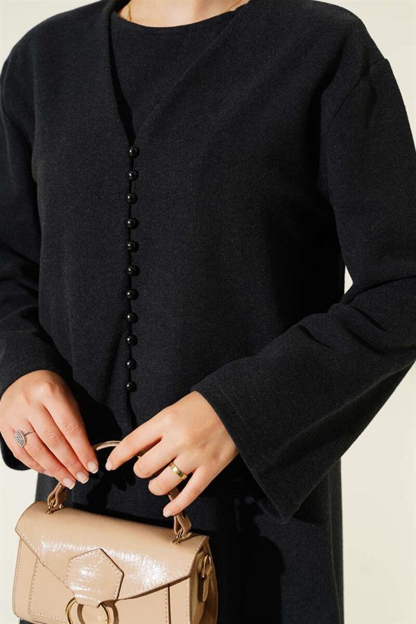 Mini Buttoned Front Dress 2 Piece Set Anthracite