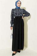 Indigo Dress with Embroidered Front and Ankle Lace Trim